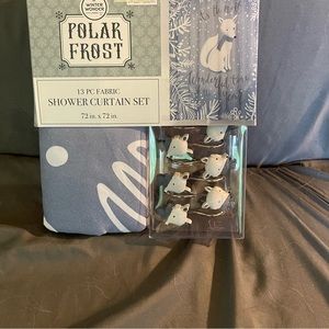 Shower curtain and hooks set